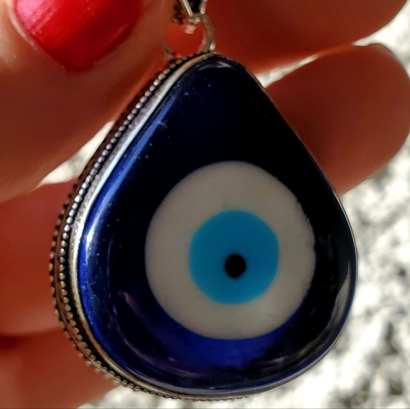New Blue Evil Eye Antique Design 925 Silver Pendant. - Picture 10 of 15